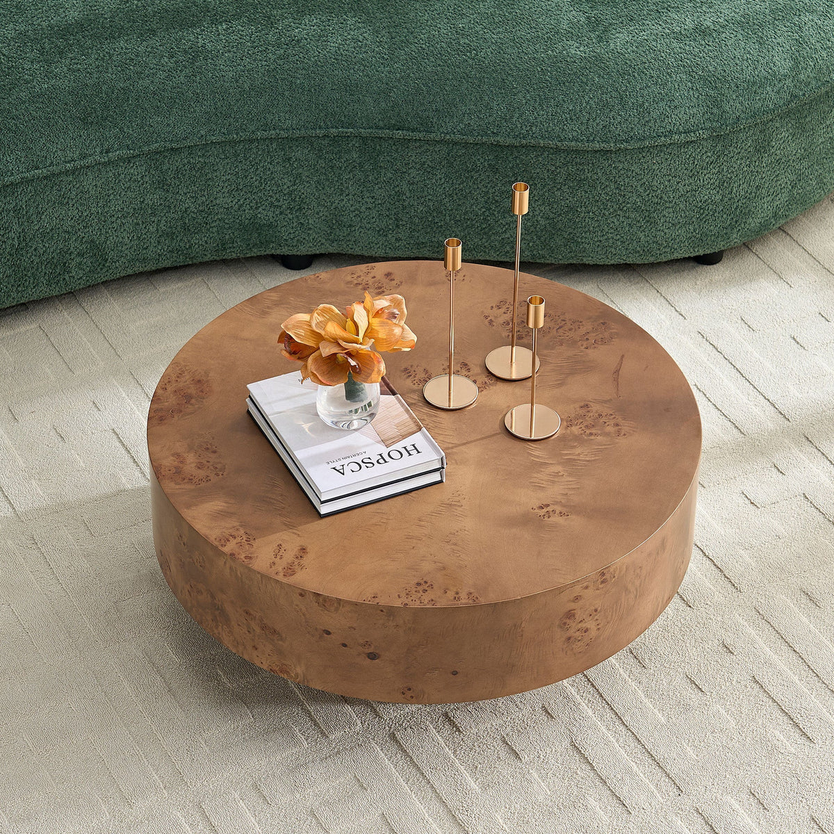 Burl Walnut Pedestal Coffee Table