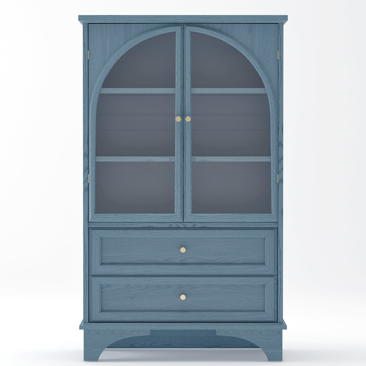 52.17"H Glass Door Display Case Storage Cabinet with 2 Drawers and Adjustable Shelf
