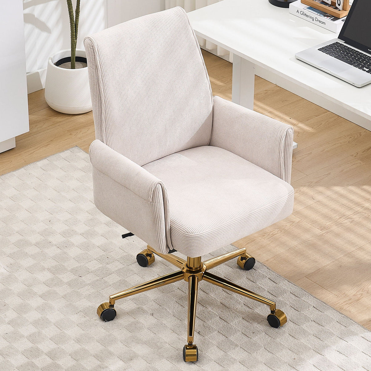 Ergonomic Mid-Back Office Chair — Gold Base