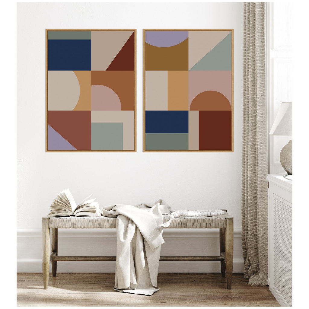 Modern Bohemian Pattern 2 Piece Framed Canvas Wall Art Set by The Creative Bunch Studio