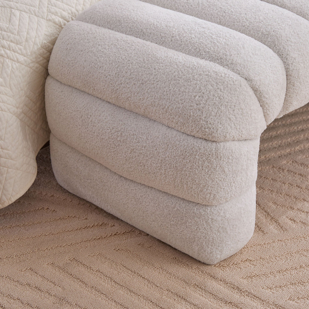 Channel-Tufted Upholstered Bed Bench