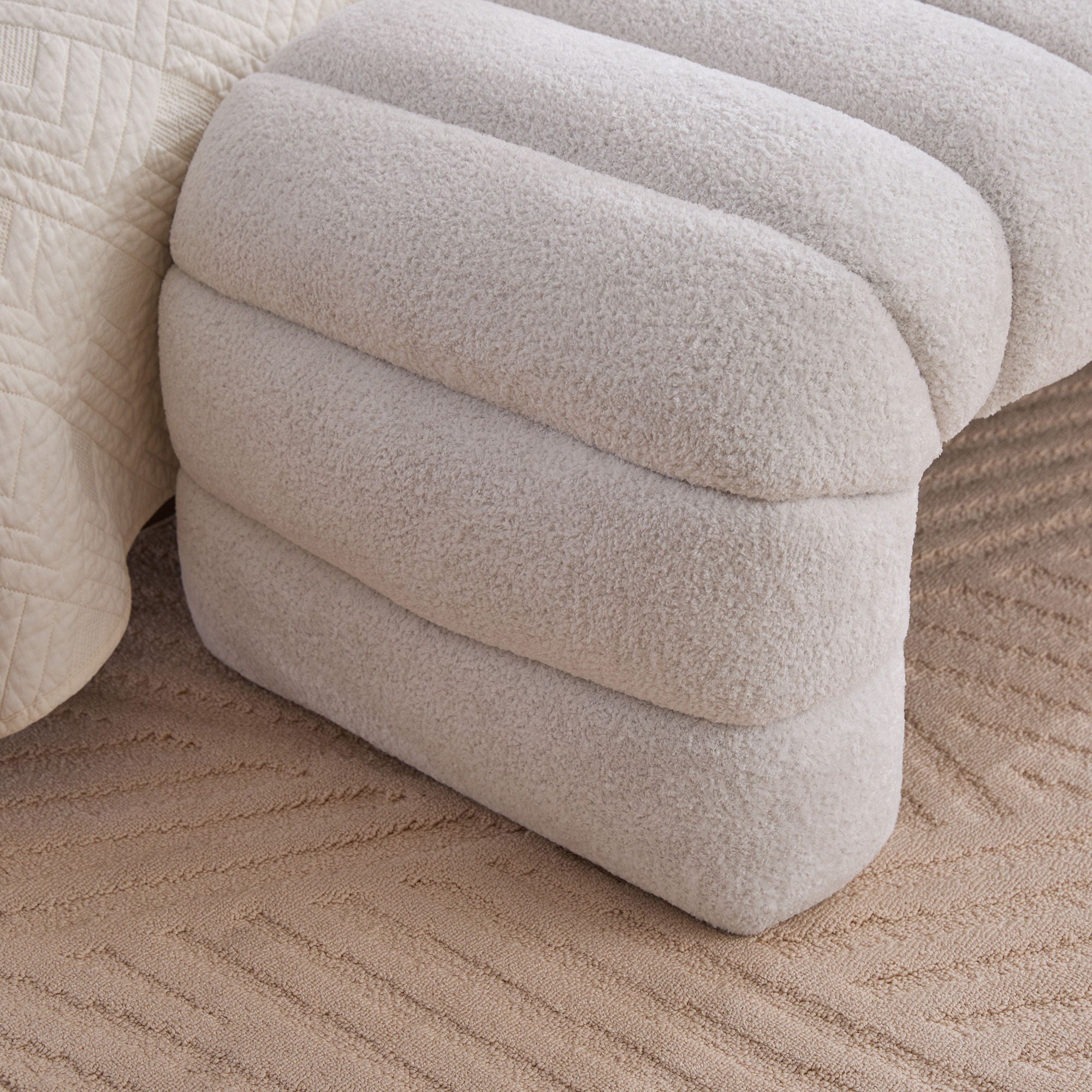 Channel-Tufted Upholstered Bed Bench