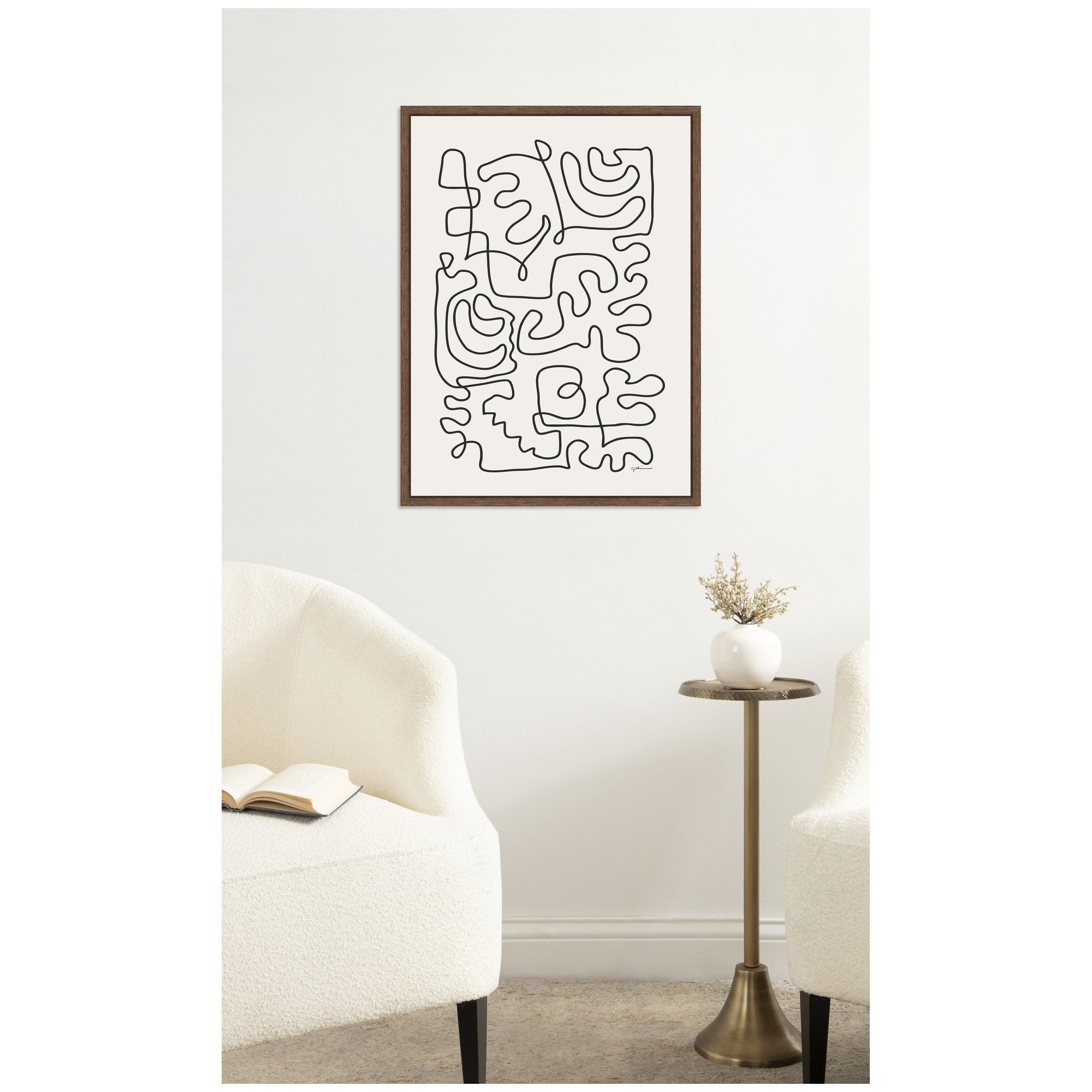 Connected Lines by Gabrielly Guedes Framed Canvas Wall Art Print