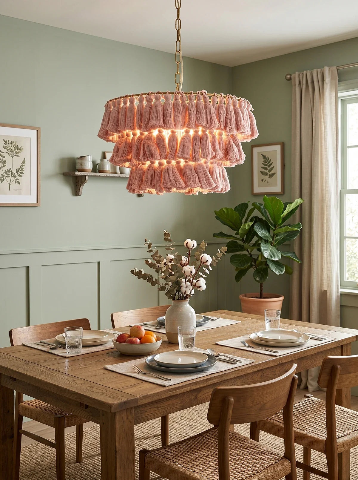 Fela Fabric Tassel Chandelier