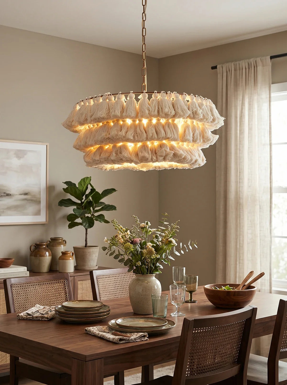 Fela Fabric Tassel Chandelier