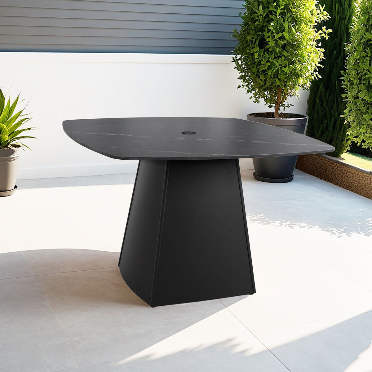 Rounded Square Outdoor Pedestal Dining Table