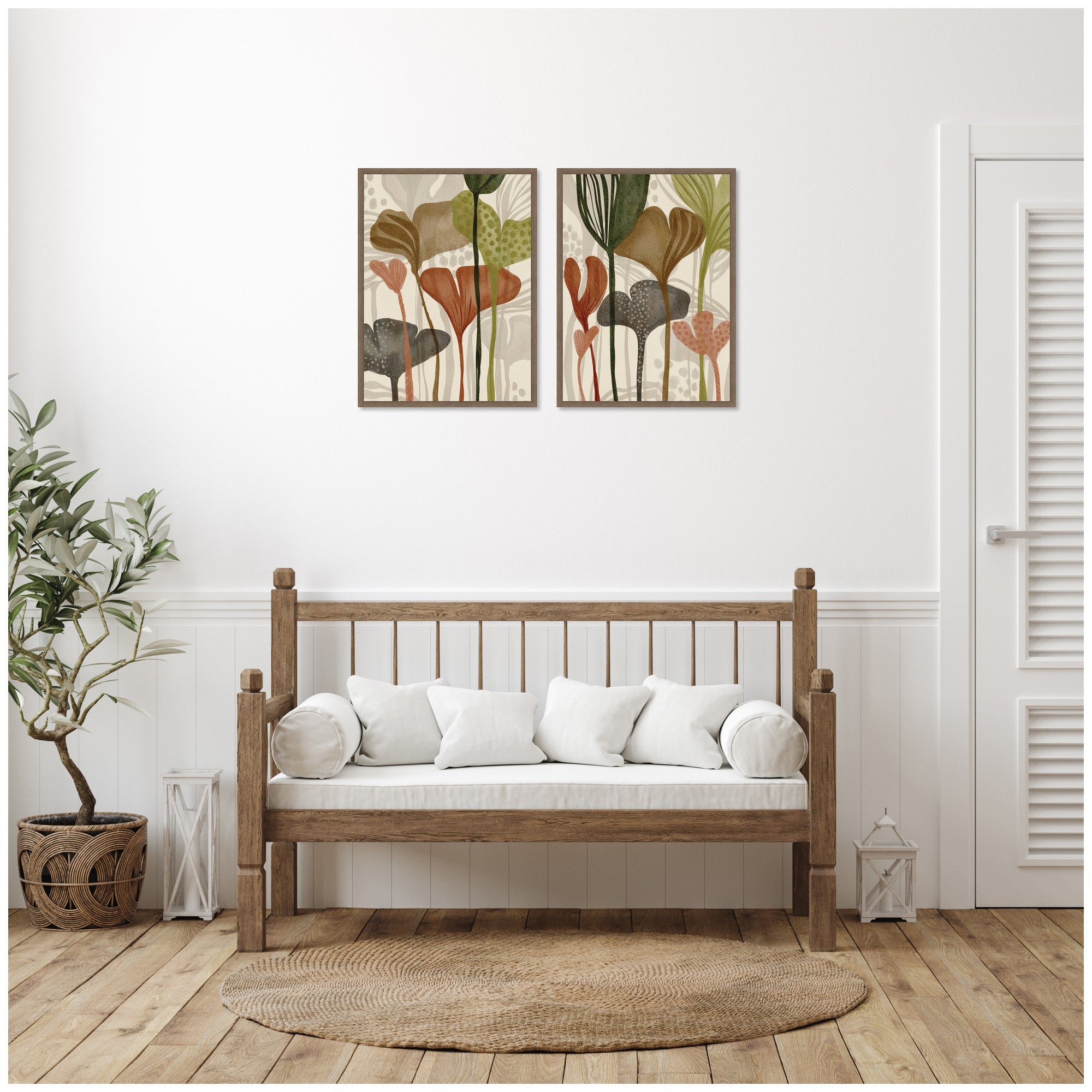 Earthen Botanicals 2 Piece Framed Canvas Wall Art Set by Nikita Jariwala