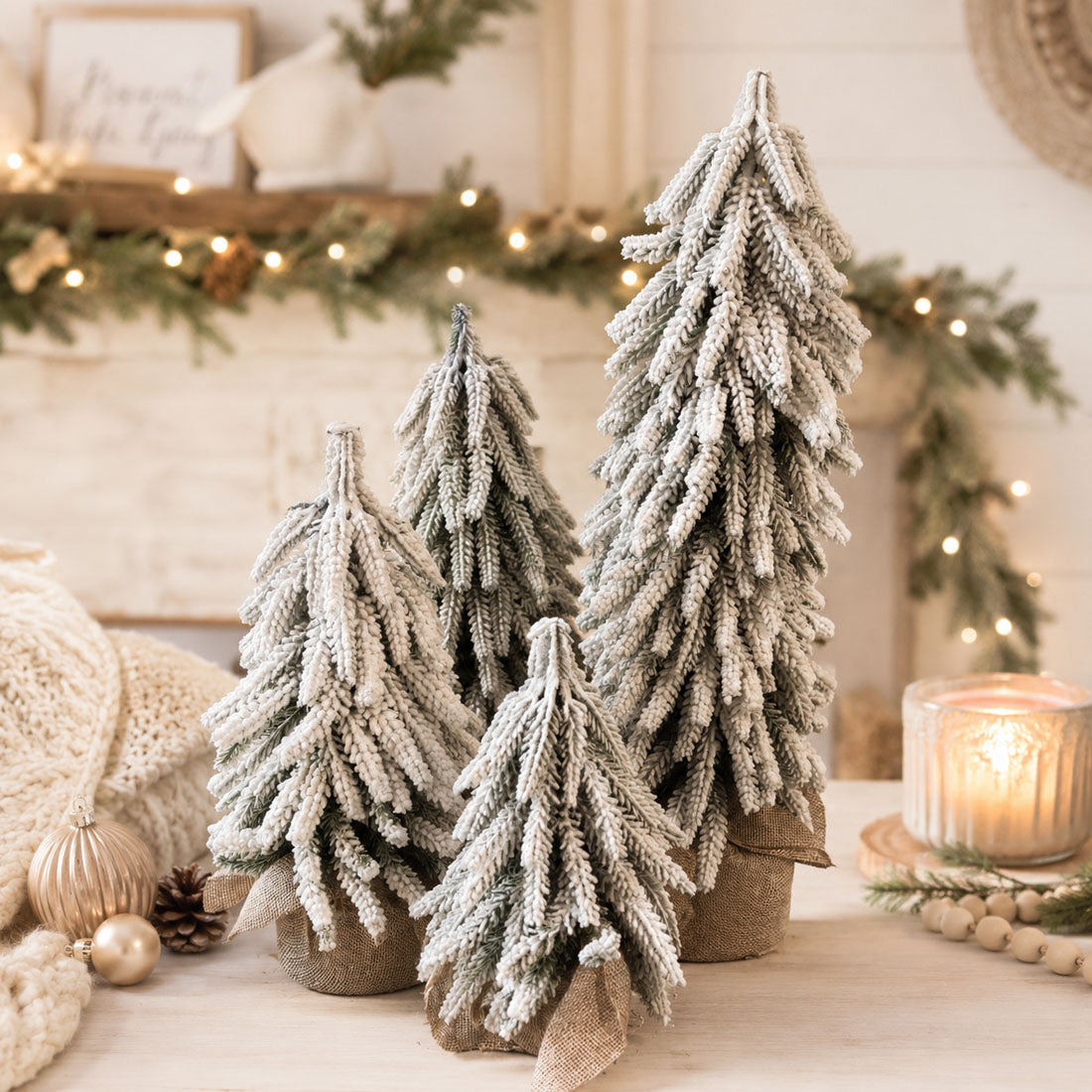 Flocked Mini Christmas Trees