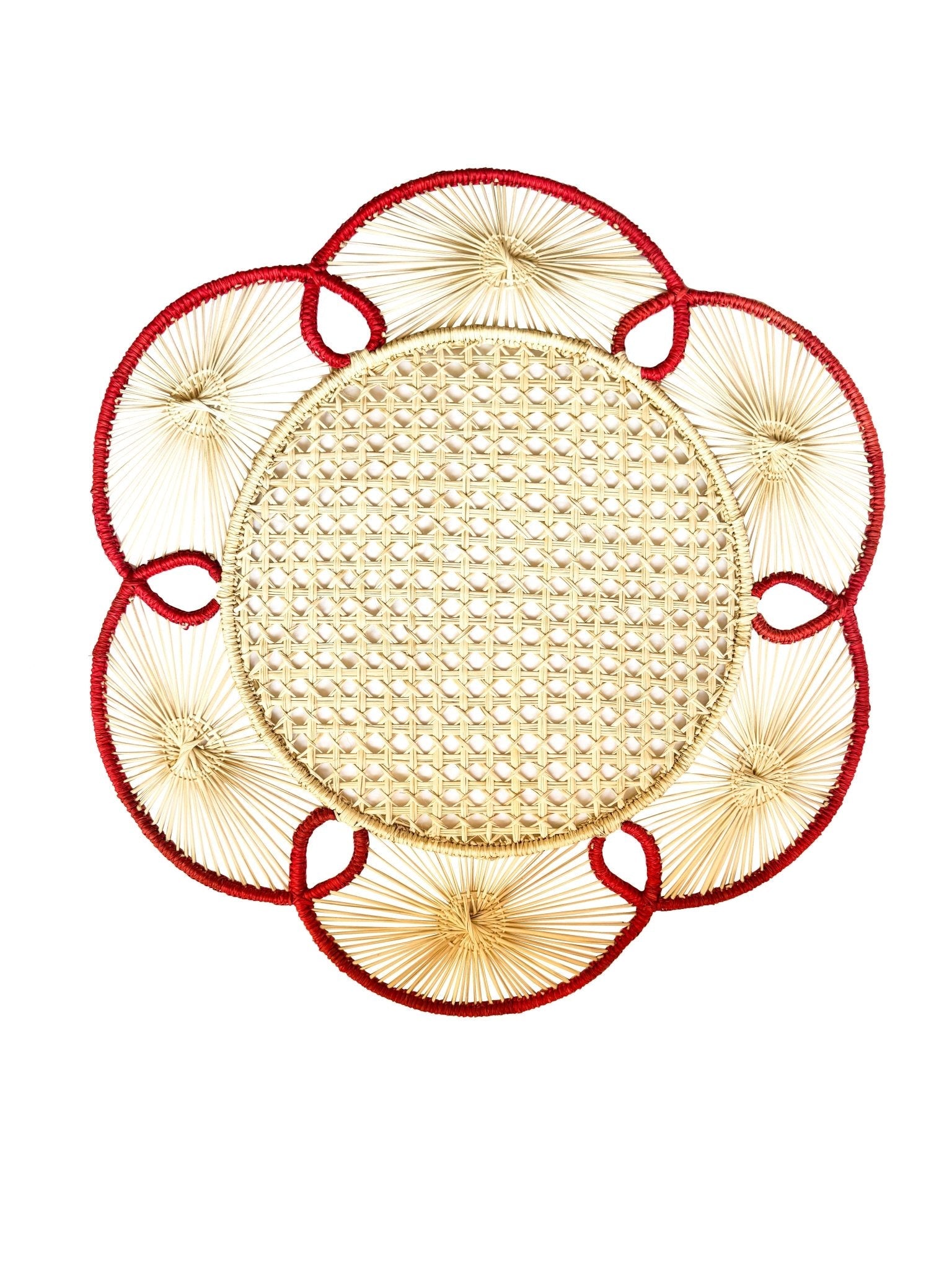 Handwoven Iraca Flora Charger (Rosso)