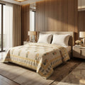 Cream & Golden Yellow Floral Jaipur Indian Hand Block Print Quilted Comforter