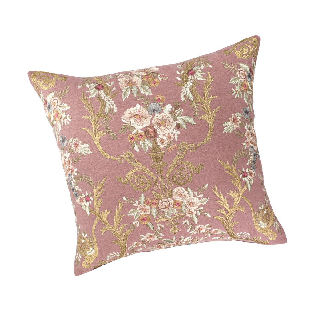 Fontainebleau Embroidered Linen Pillow Cover, 18 x 18