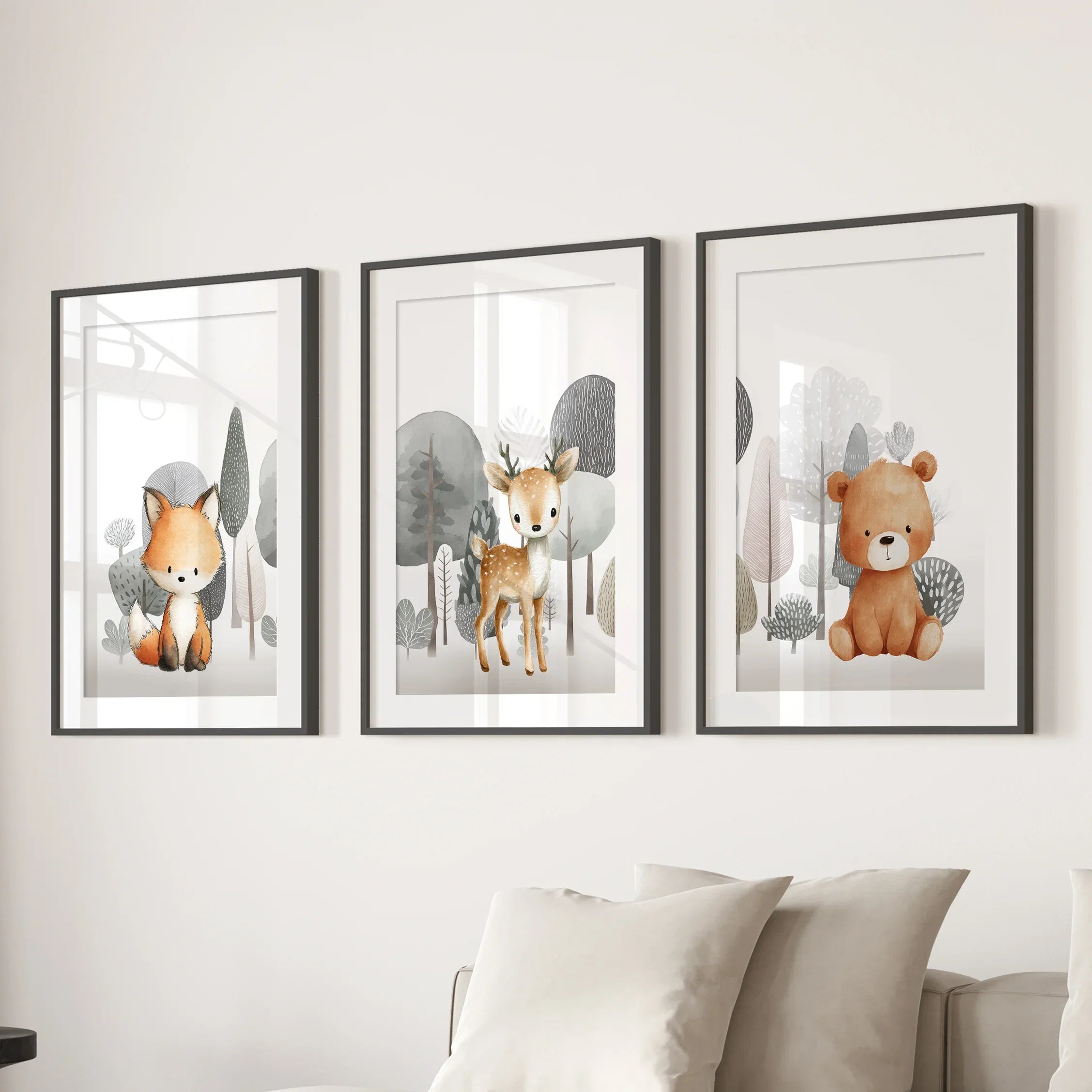 Woodland Animal Nursery Wall Art Set
