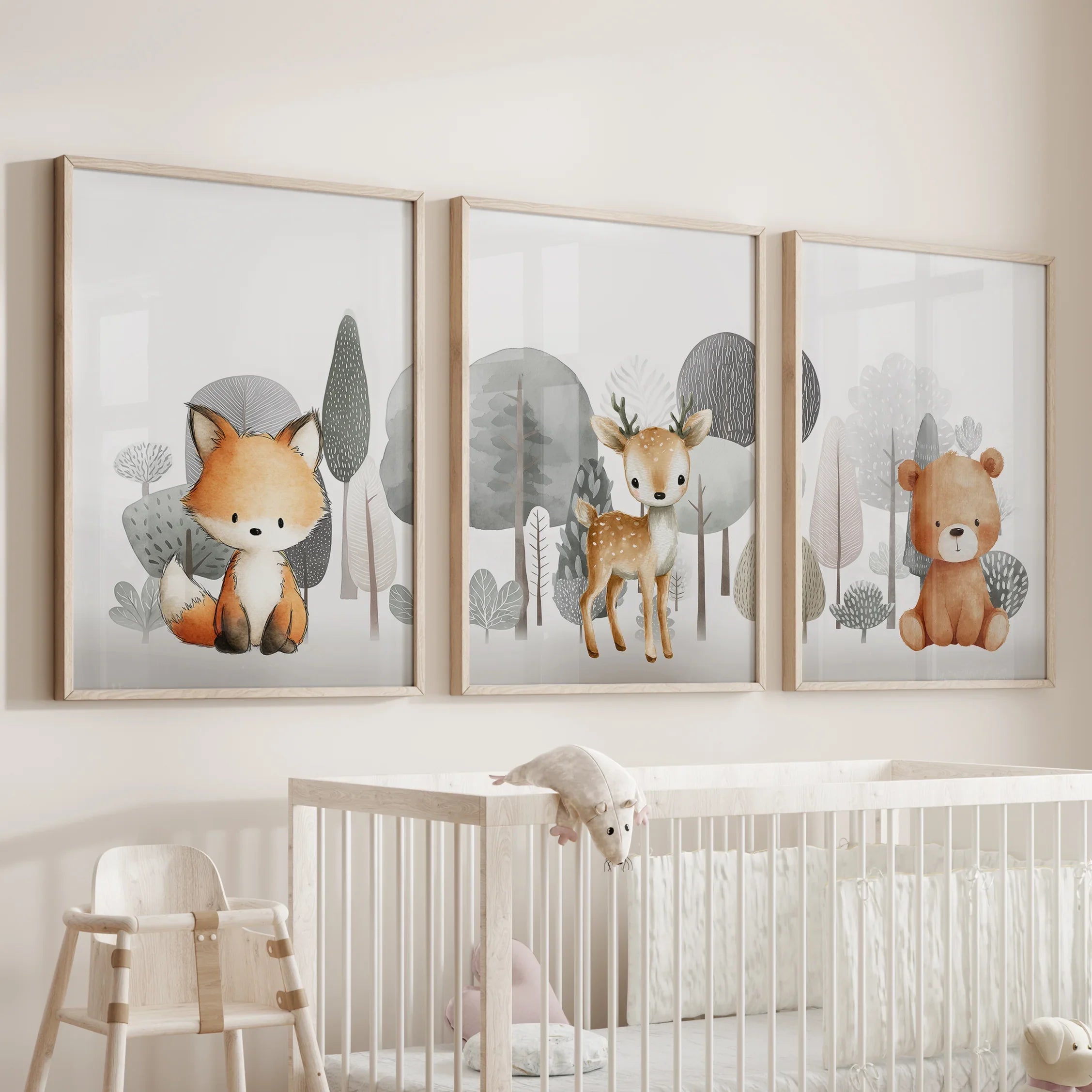 Woodland Animal Nursery Wall Art Set