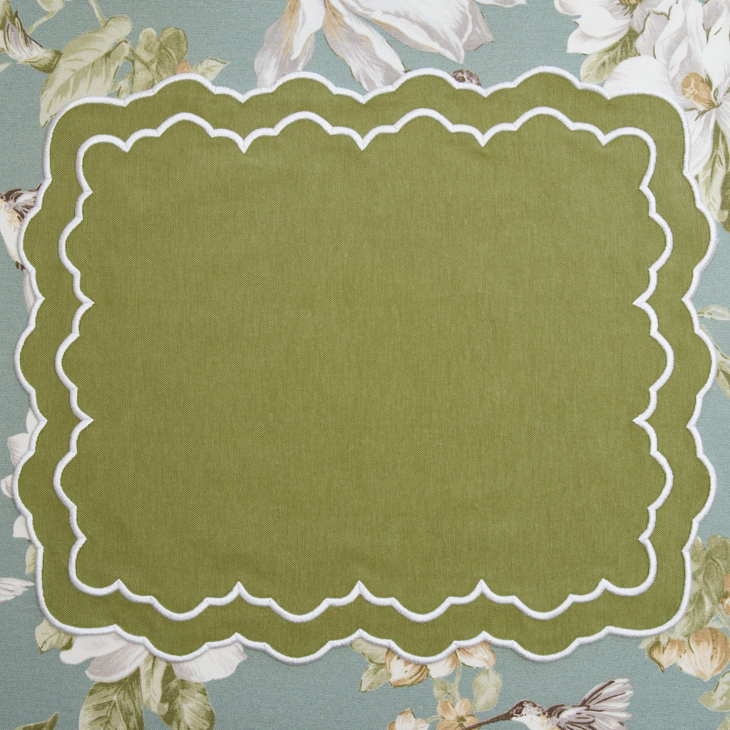 ELARA GREEN RECTANGLE FABRIC PLACEMAT & NAPKIN SET (Set Of 4)
