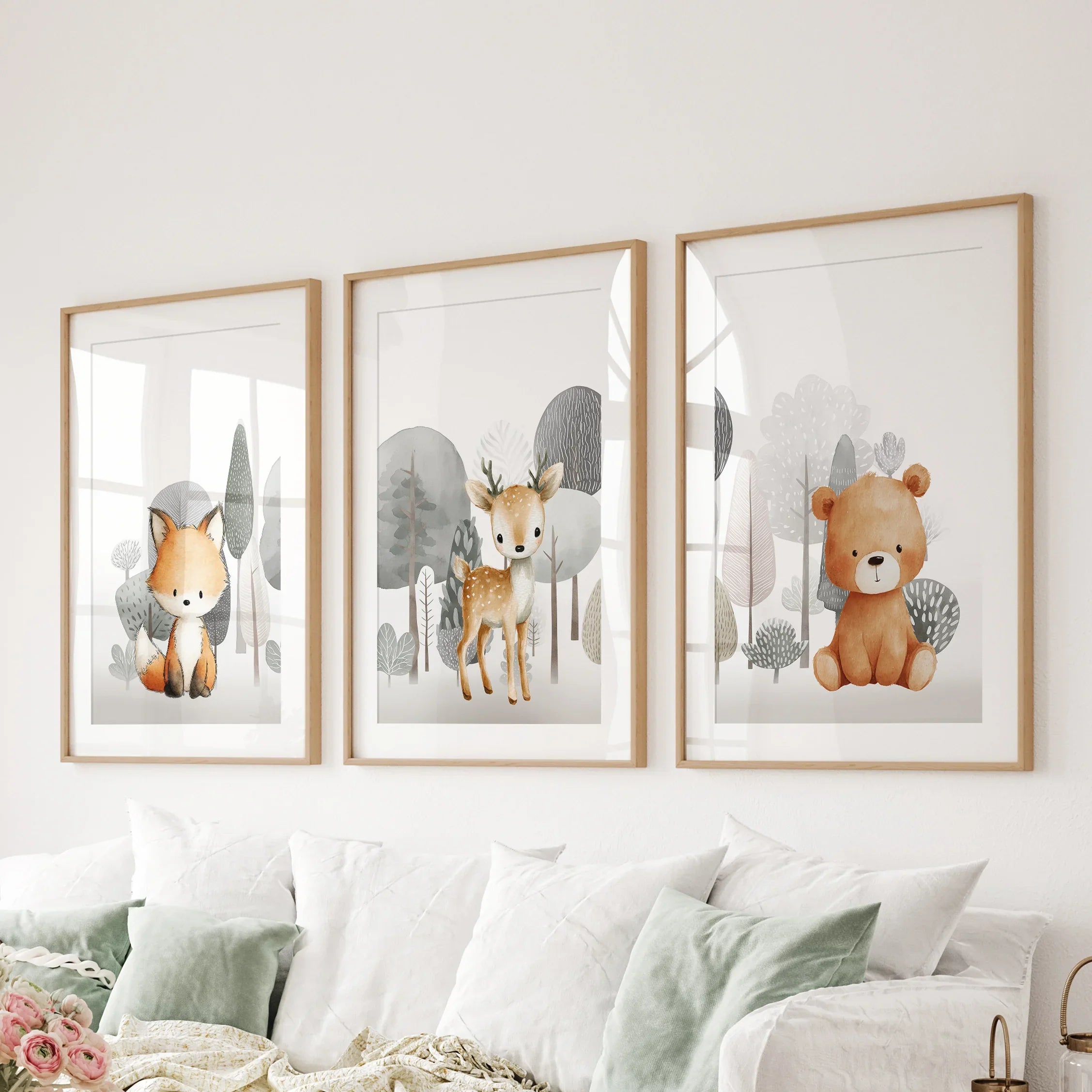 Woodland Animal Nursery Wall Art Set