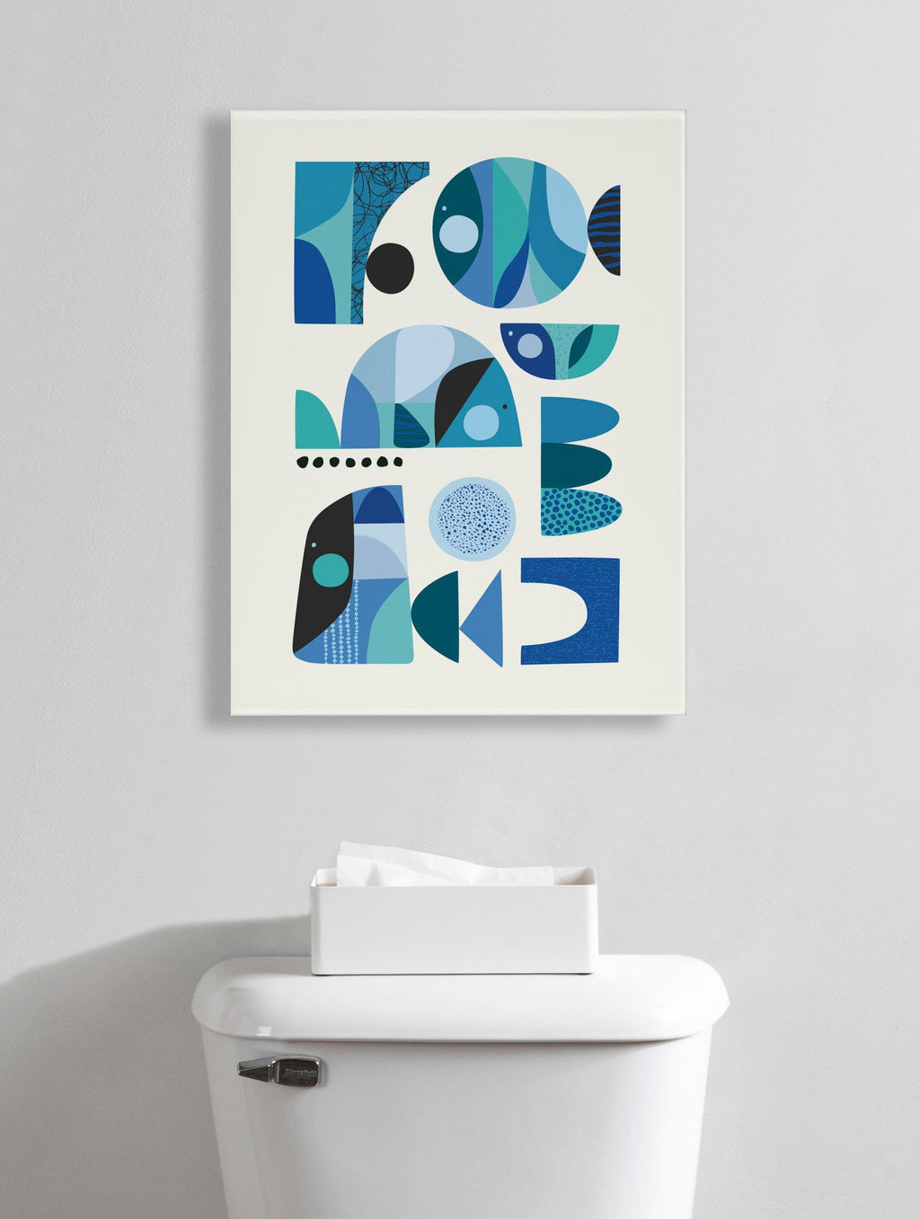 Mid Century Fish Blue Floating Acrylic Art by Rachel Lee of My Dream Wall