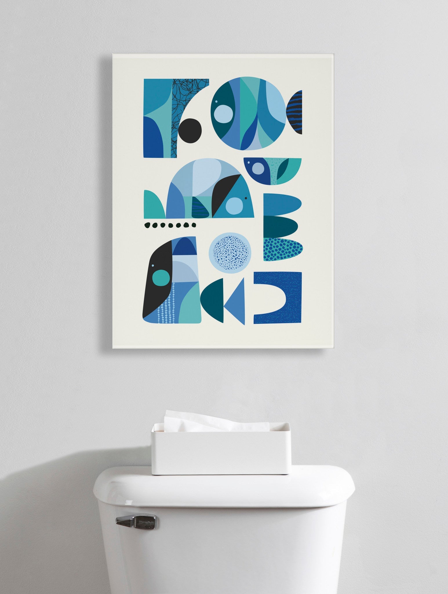 Mid Century Fish Blue Floating Acrylic Art by Rachel Lee of My Dream Wall