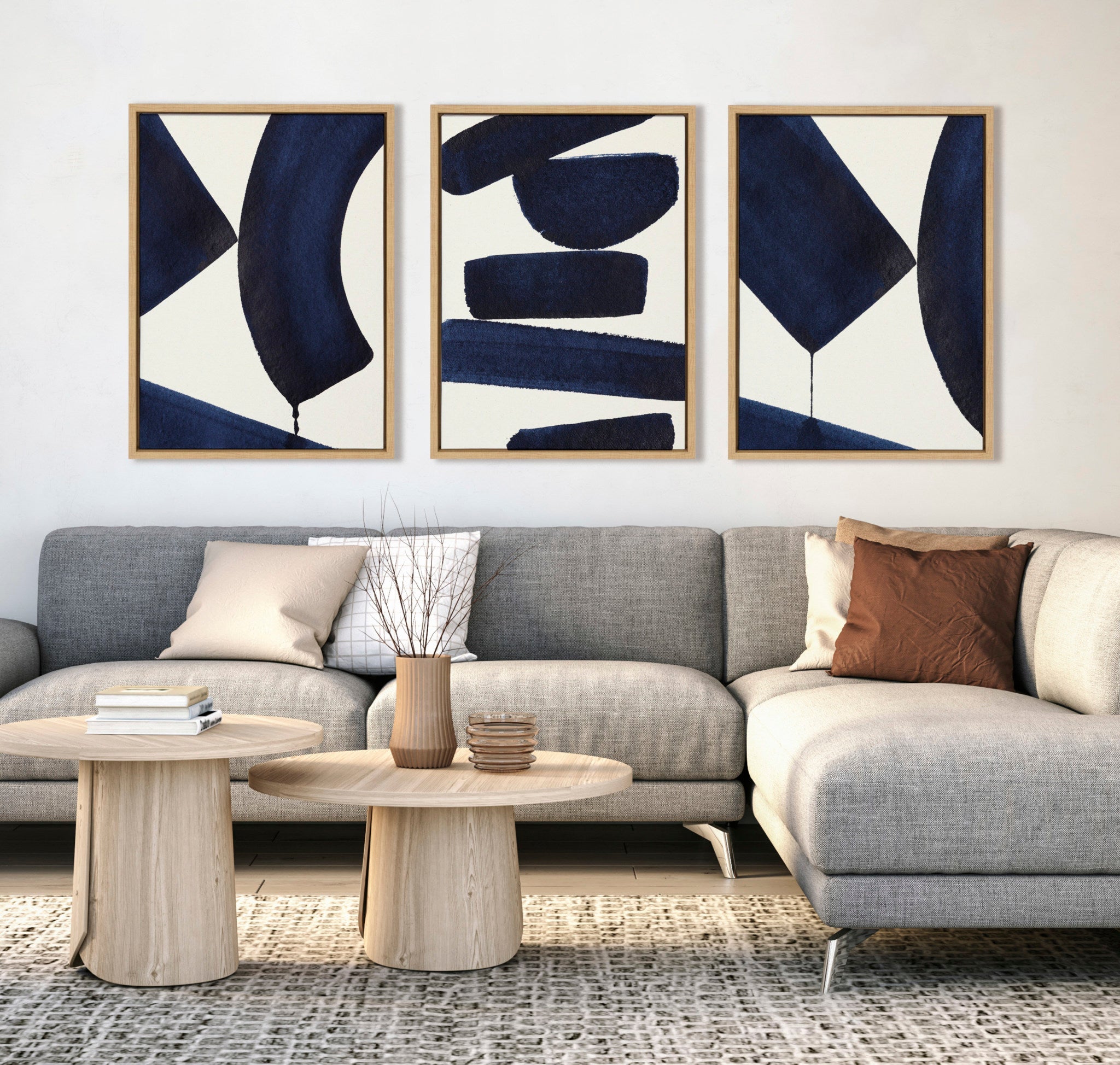 Sylvie Japandi 3, Japandi 26 and Japandi 4 Framed Canvas Set by Rocket Jack