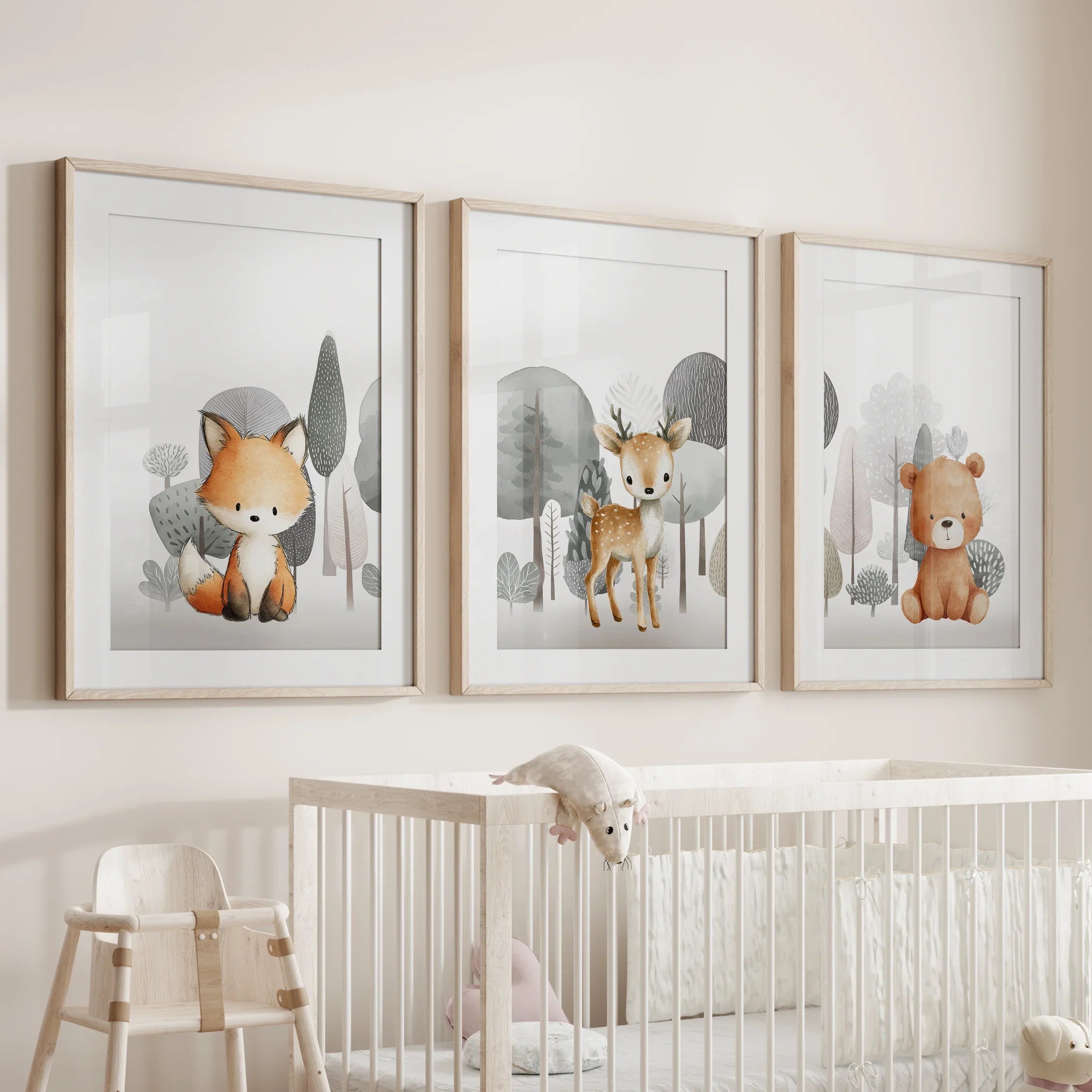 Woodland Animal Nursery Wall Art Set