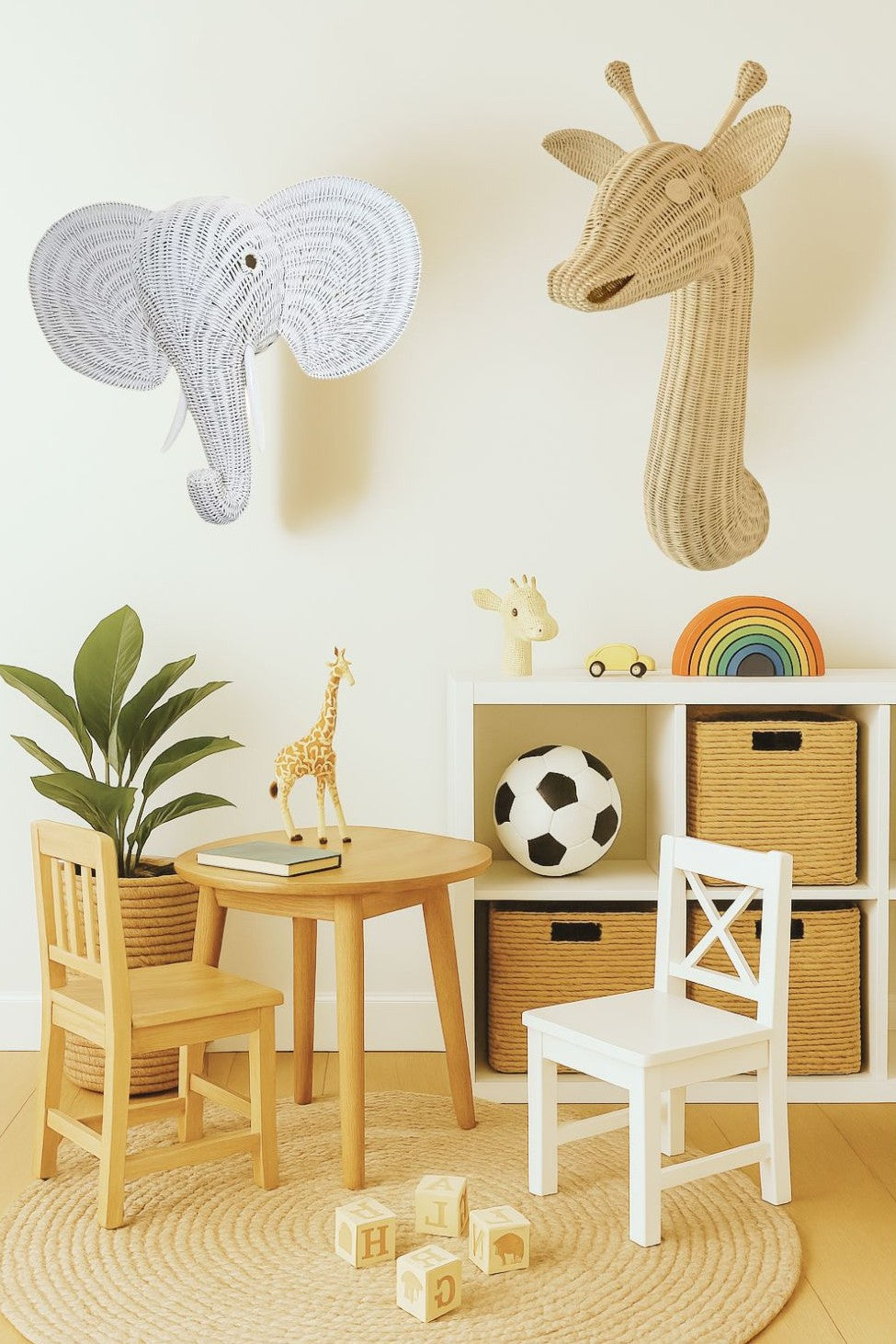 Natural & White Rattan Giraffe Wall Decor