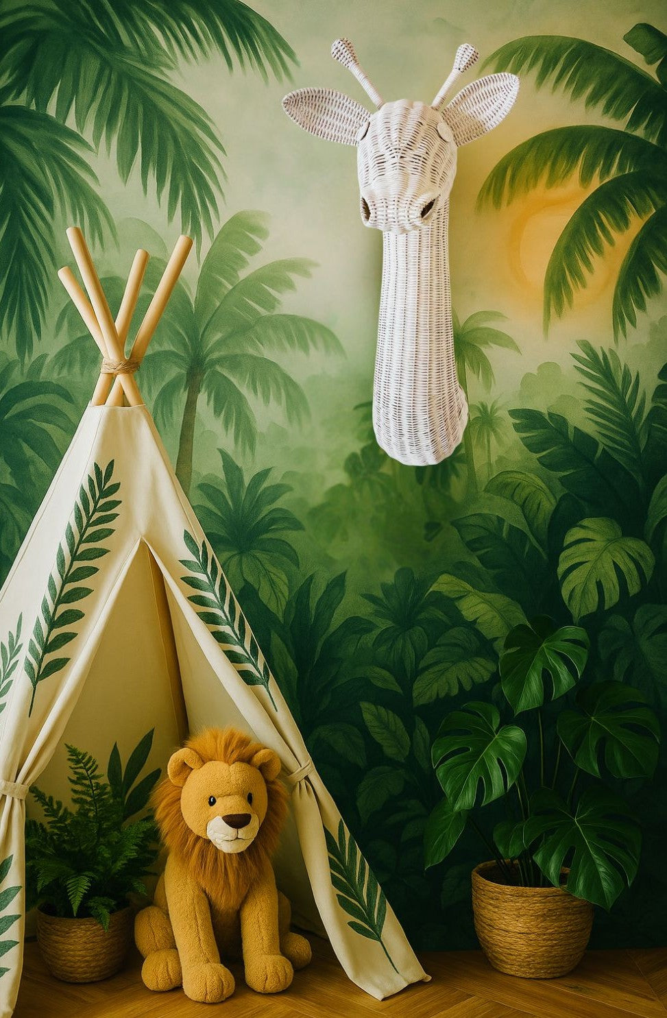 Natural & White Rattan Giraffe Wall Decor