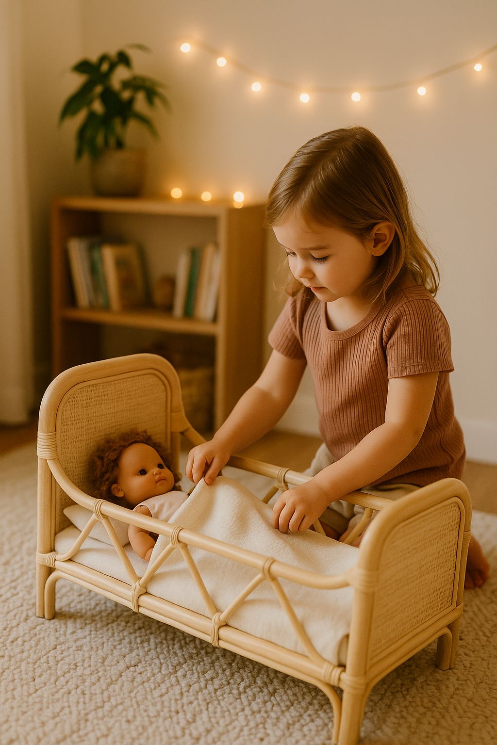 Rattan Doll Bed