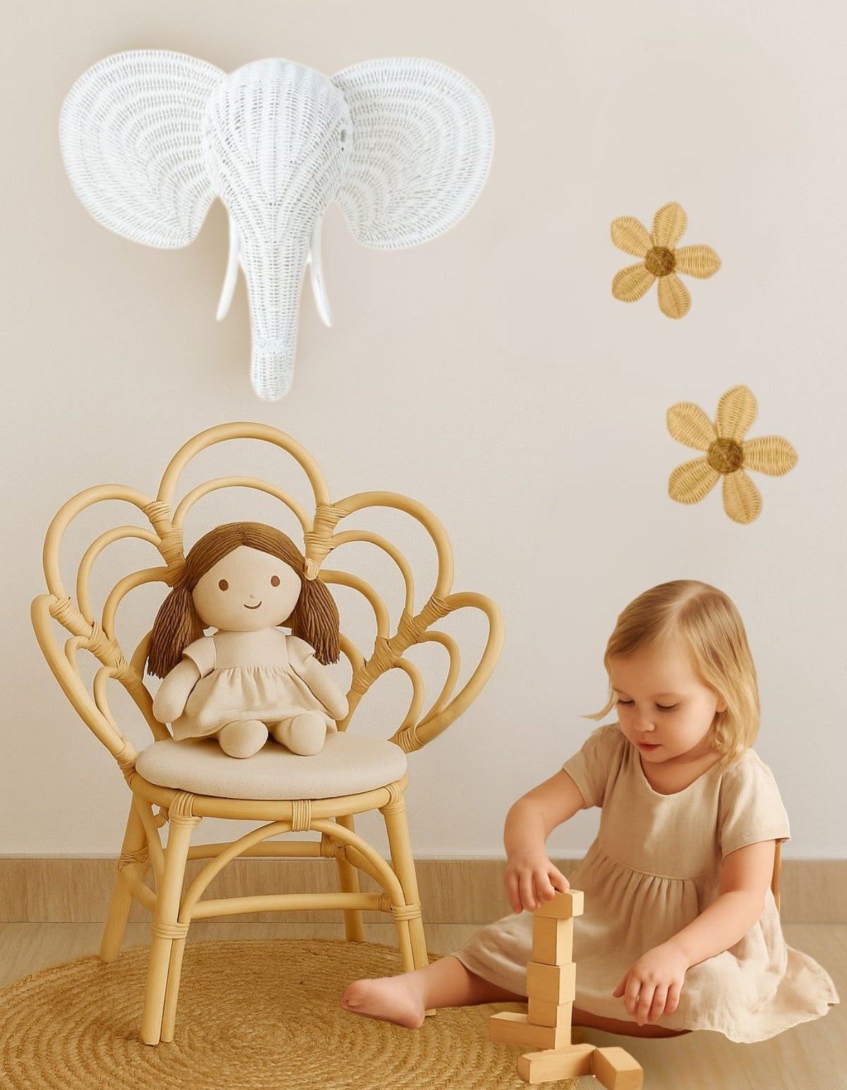 Blossom Dreams Girls Bedroom Rattan Decorative Flower Chair