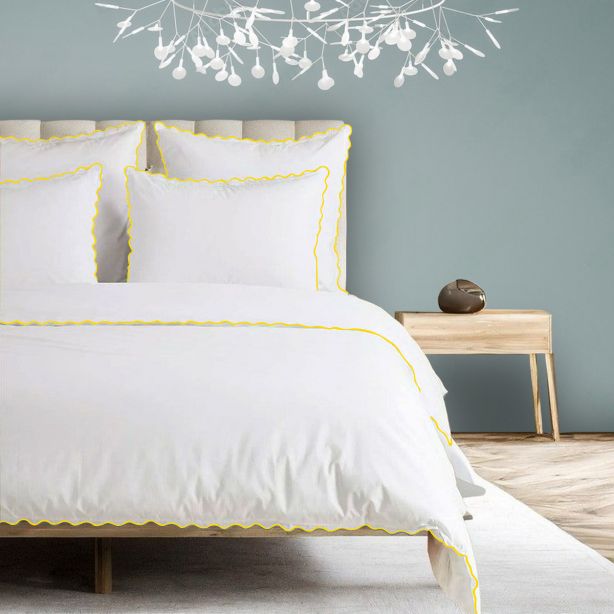 400TC Cotton Sateen Scallop-Embroidery Duvet Cover Set