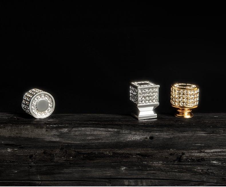Crystal Glass Cabinet Knobs — Gold & Silver
