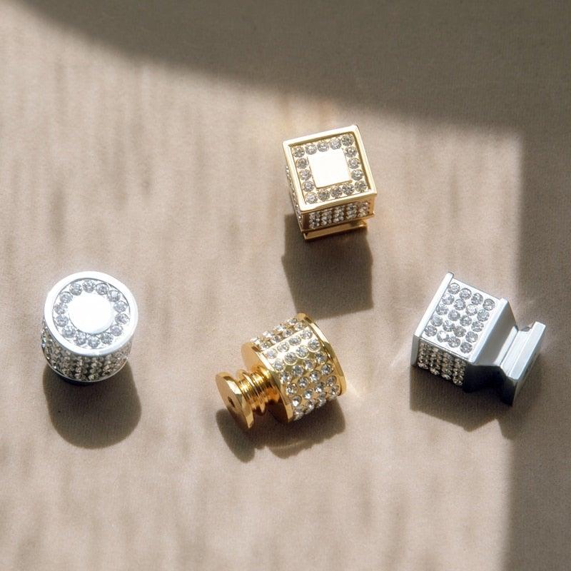 Crystal Glass Cabinet Knobs — Gold & Silver