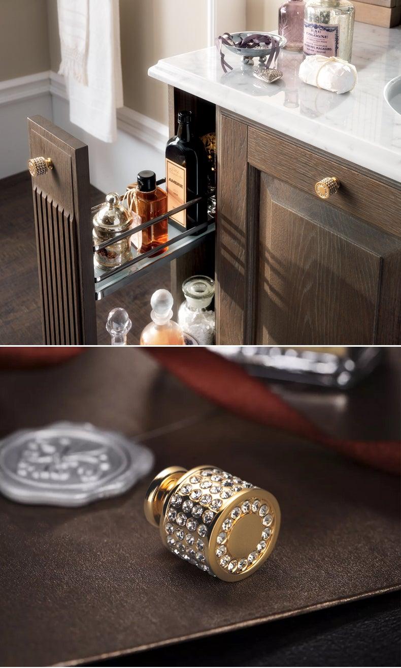 Crystal Glass Cabinet Knobs — Gold & Silver