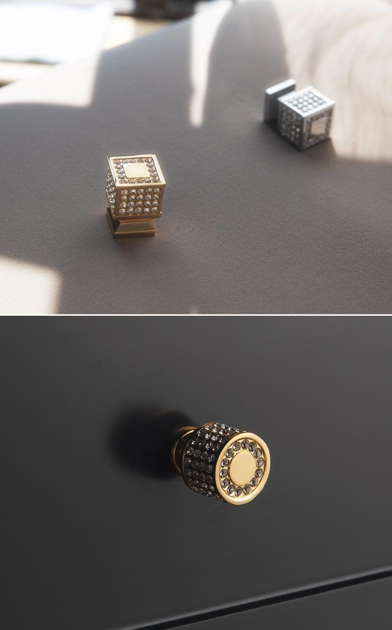 Crystal Glass Cabinet Knobs — Gold & Silver