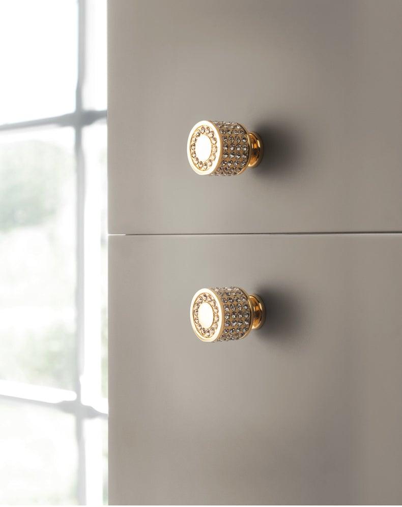 Crystal Glass Cabinet Knobs — Gold & Silver