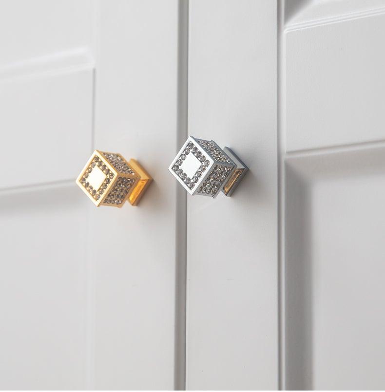 Crystal Glass Cabinet Knobs — Gold & Silver
