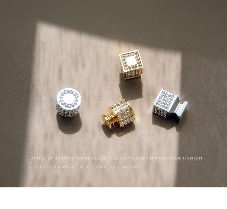 Crystal Glass Cabinet Knobs — Gold & Silver