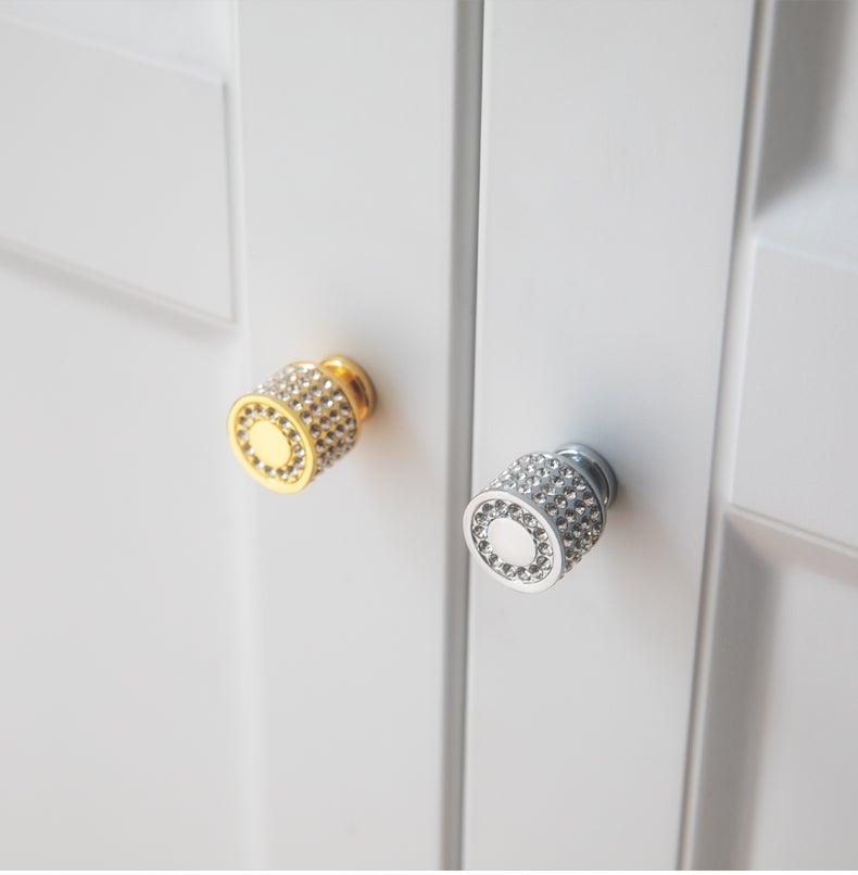 Crystal Glass Cabinet Knobs — Gold & Silver