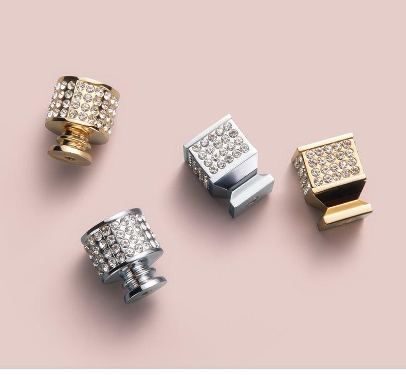 Crystal Glass Cabinet Knobs — Gold & Silver
