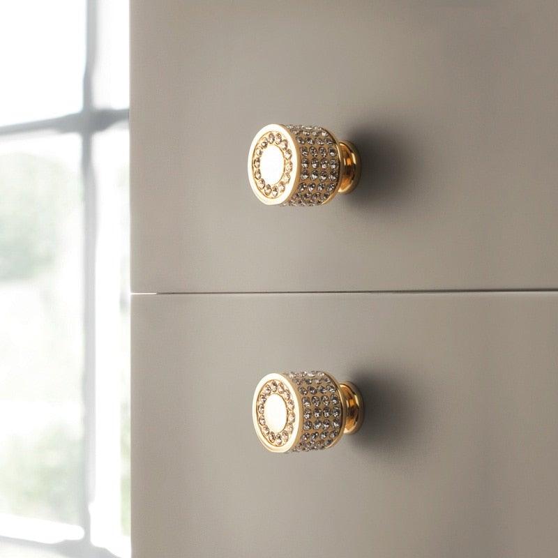 Crystal Glass Cabinet Knobs — Gold & Silver