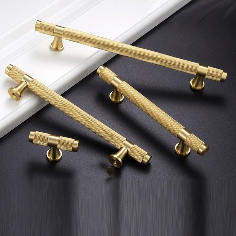 Knurled Brass Cabinet Pulls