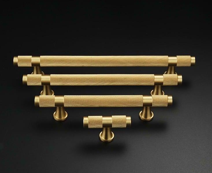 Knurled Brass Cabinet Pulls