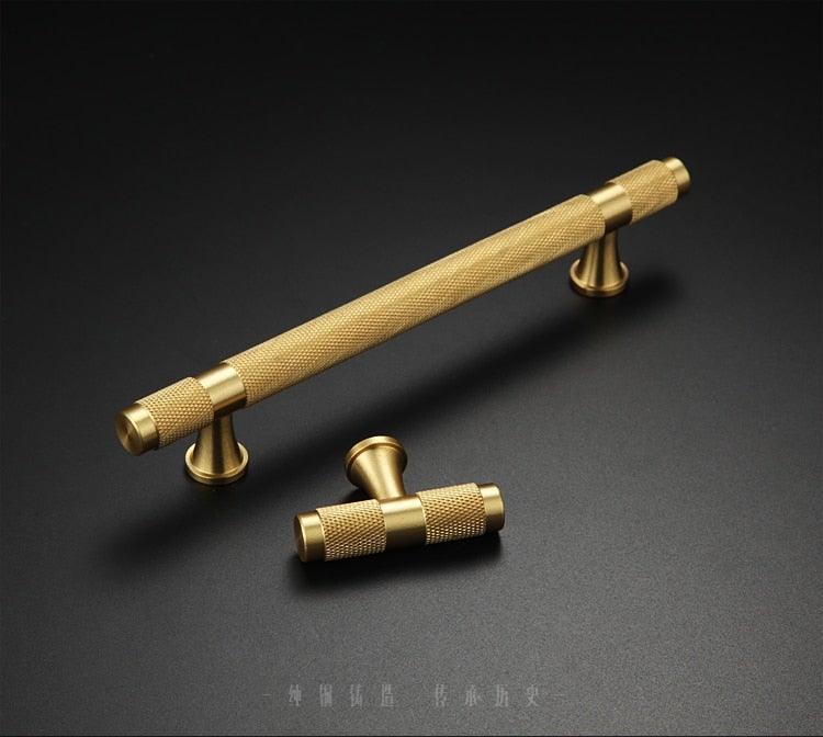 Knurled Brass Cabinet Pulls