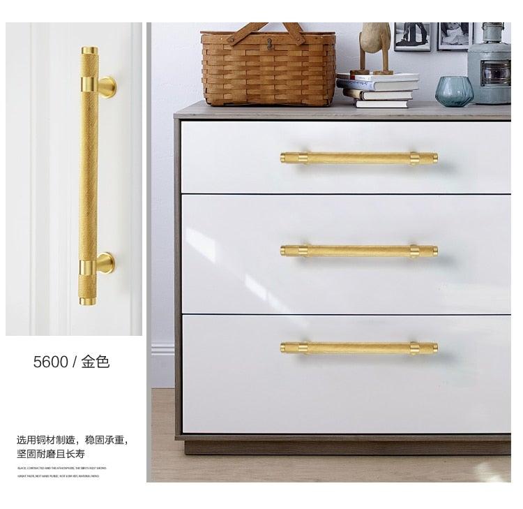 Knurled Brass Cabinet Pulls