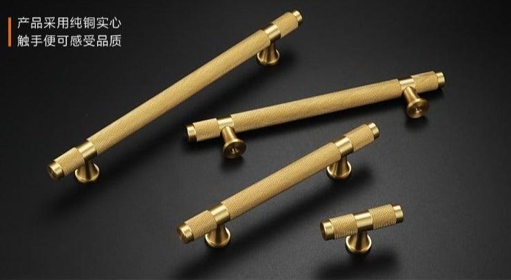 Knurled Brass Cabinet Pulls