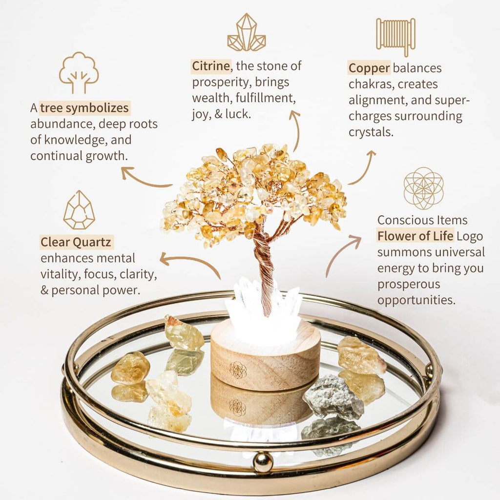 Citrine & Clear Quartz Tree Lamp