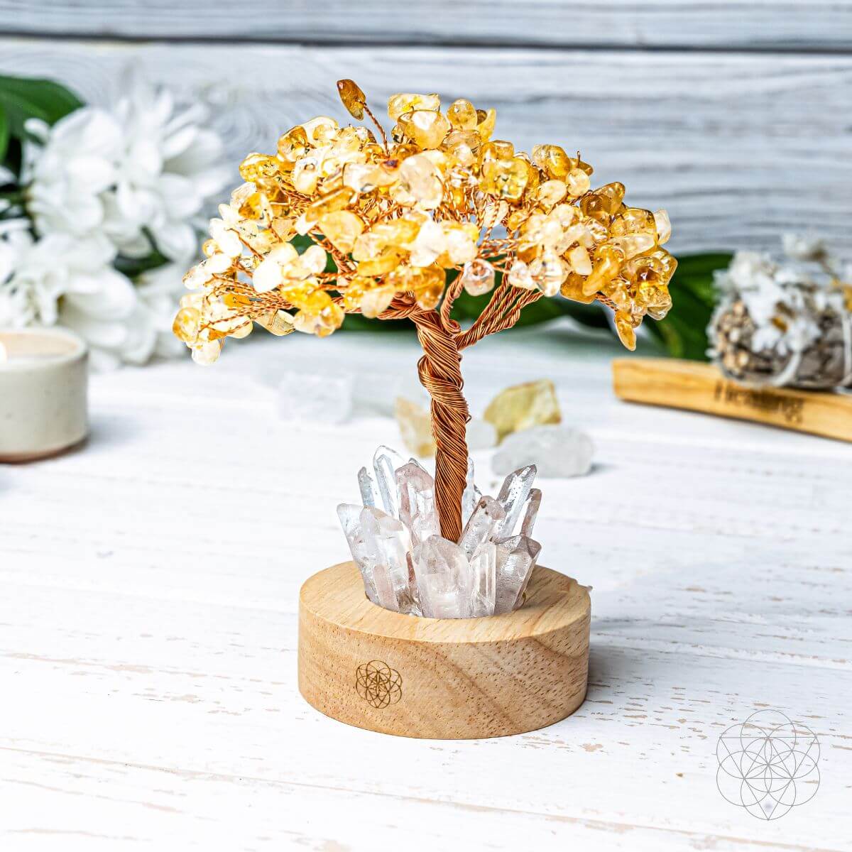 Citrine & Clear Quartz Tree Lamp