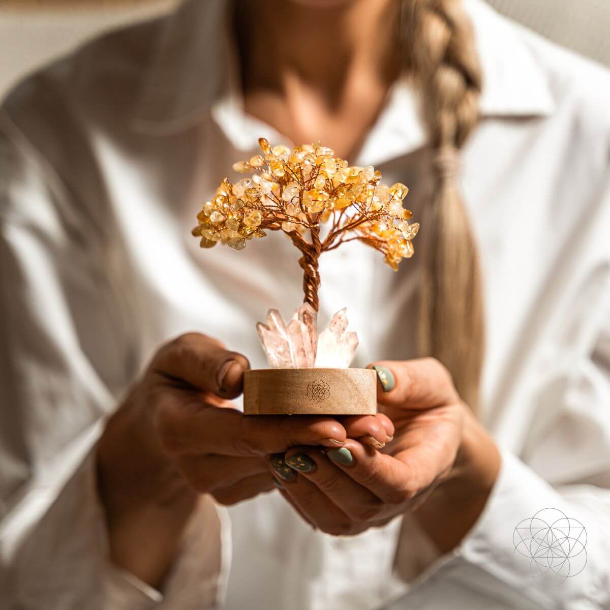Citrine & Clear Quartz Tree Lamp