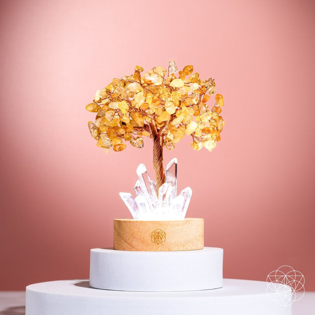 Citrine & Clear Quartz Tree Lamp