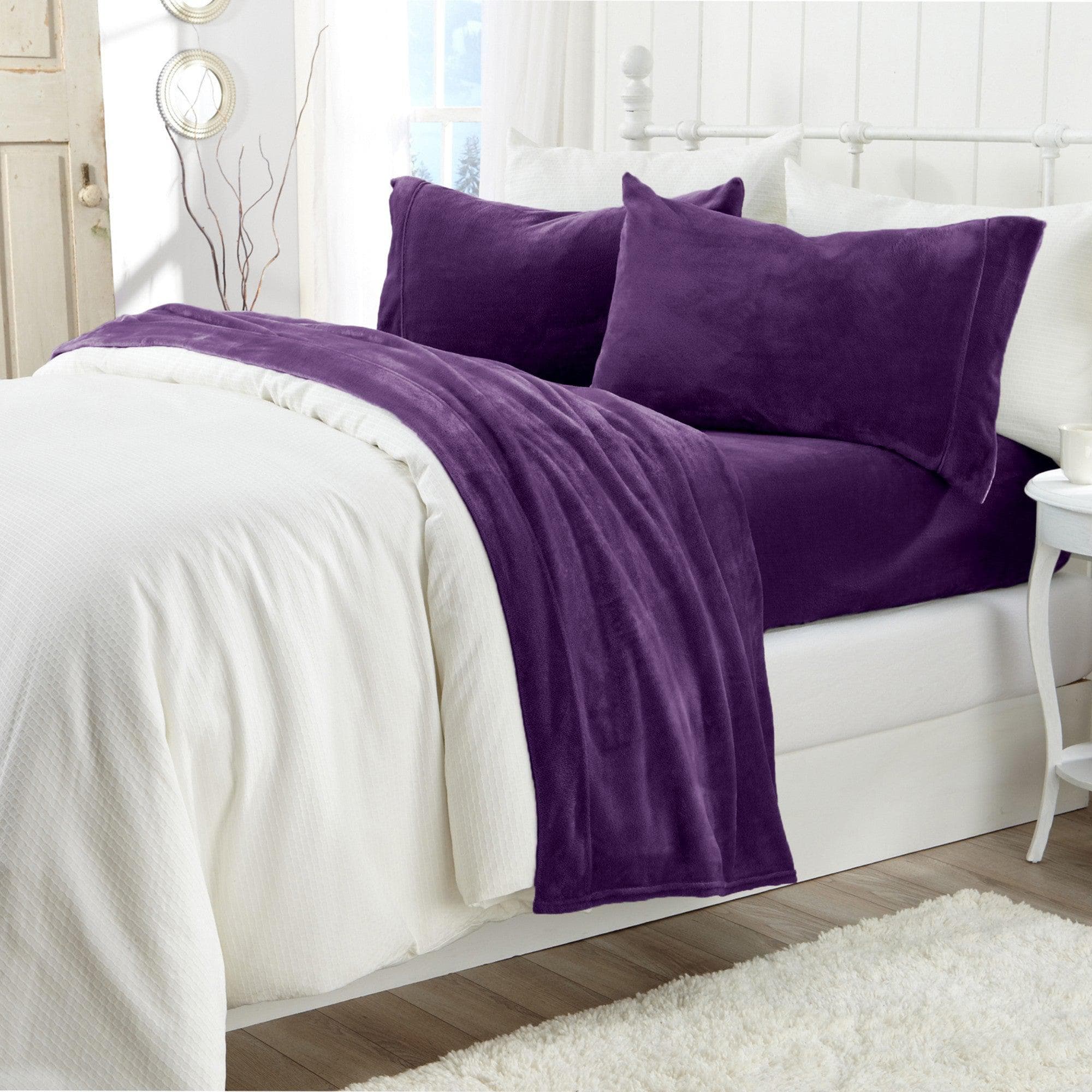 Solid Jewel-Toned Plush Sheet - Velvet Luxe Collection