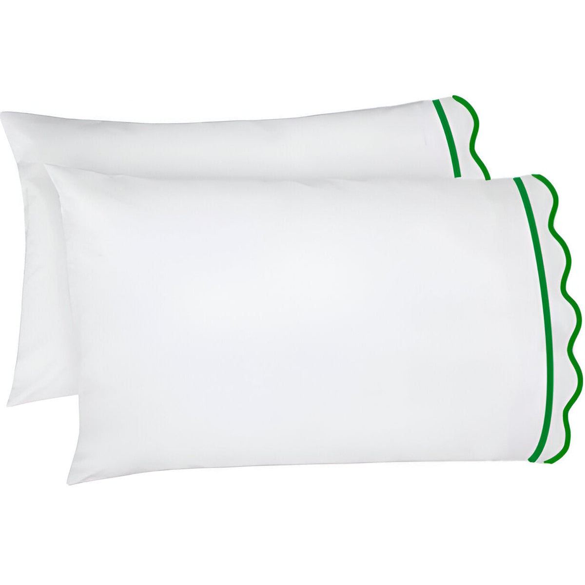400TC Cotton Scallop Embroidery & Border Sateen Solid Pillowcases (Set Of 2)