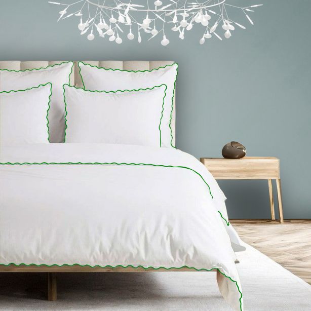 400TC Cotton Sateen Scallop-Embroidery Duvet Cover Set
